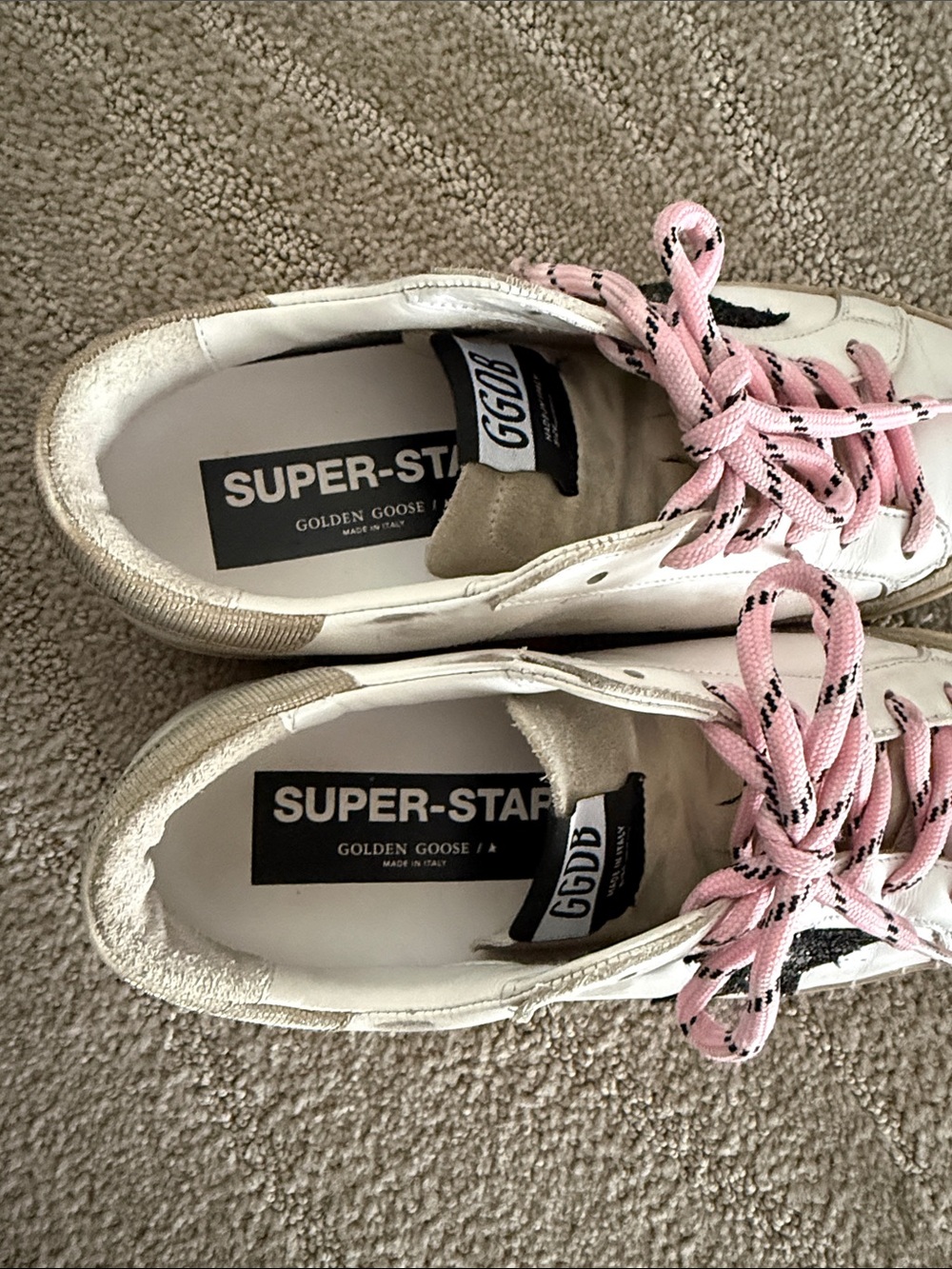 Golden Goose- White Leather Sneakers with Pink Laces - Picture 9 of 10
